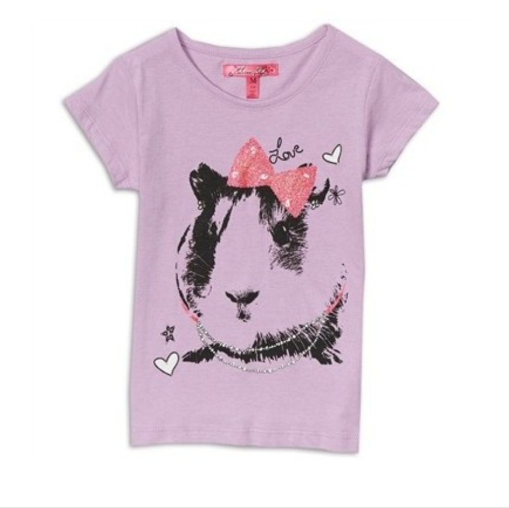 Cherrystix Lavender Guinea Pig With Bow Glitter Print T Shirt